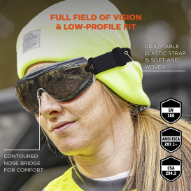 Ergodyne Arkyn 60313 Elastic Strap Safety Goggles - Black Frame - Smoke Anti-Fog Lens