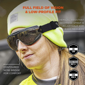 Ergodyne Arkyn 60315 Neoprene Strap Safety Goggles - Black Frame - Smoke Anti-Fog Lens