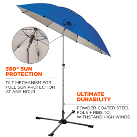 Ergodyne SHAX 6199 Lightweight Work Umbrella and Stand Kit - Blue ...