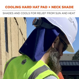 Ergodyne Chill-Its 6717 Cooling Hard Hat Pad with Polymers & Neck Shade - Blue
