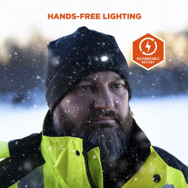 Ergodyne N-Ferno 6801 Winter Skull Cap with LED Rechargable Light - Black