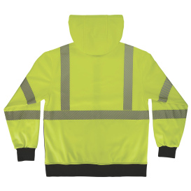 Ergodyne GloWear 8318BK Type R Class 3 Performance Black Bottom Zipper Hooded Sweatshirt - Lime