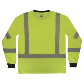 Ergodyne GloWear 8371BK Type R Class 3 Black Bottom Long Sleeve T-Shirt - Lime