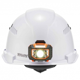 Ergodyne Skullerz 8972LED Cap Style Vented Hard Hat with LED Light - Ratchet Suspension - White