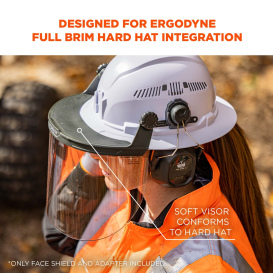 Ergodyne Skullerz 8995 Hard Hat Face Shield with Adapter for Full Brim - Clear