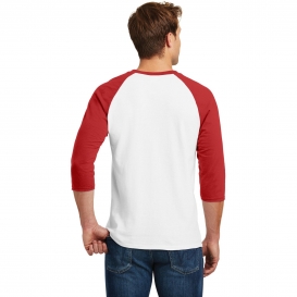 Gildan 5700 Heavy Cotton 3/4-Sleeve Raglan T-Shirt - White/Red
