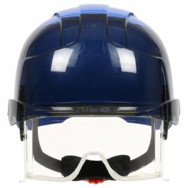 JSP 280-EVLV EVO VISTAlens Vented Cap Style Hard Hat With Eye Protection - 6-Point Ratchet Suspension - Blue/Smoke