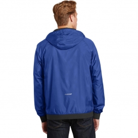 Sport-Tek JST53 Embossed Hooded Wind Jacket - True Royal/Black