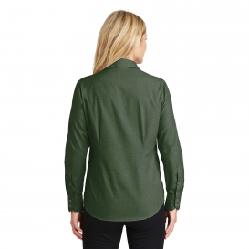 Port Authority L640 Ladies Crosshatch Easy Care Shirt - Dark Cactus Green