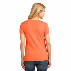 Port & Company LPC54V Ladies Core Cotton V-Neck Tee - Neon Orange