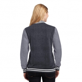 Sport-Tek LST270 Ladies Fleece Letterman Jacket - Graphite Heather/Vintage Heather