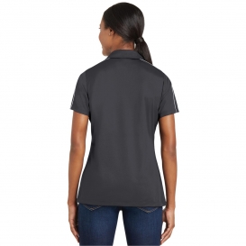 Sport-Tek LST653 Ladies Micropique Sport-Wik Piped Polo - Iron Grey/White