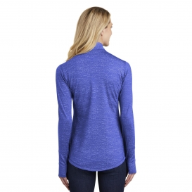 Sport-Tek LST855 Ladies Sport-Wick Stretch Reflective Heather 1/2-Zip Pullover - True Royal