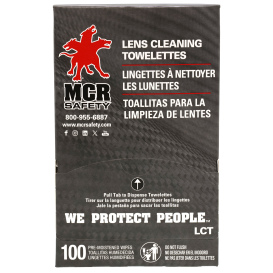 MCR Safety LCT Lens Cleaning Towelettes - 100 Wipes