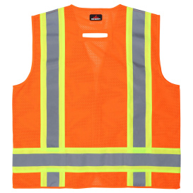 MCR Safety V2100 Type R Class 2 Luminator Two-Tone Mesh Back Safety Vest - Orange