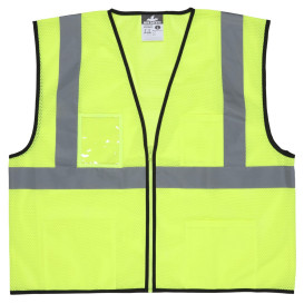 MCR Safety VCL2MLZ Economy Type R Class 2 Mesh Safety Vest with Zipper - Yellow/Lime