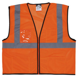 MCR Safety VCL2MOZ Economy Type R Class 2 Mesh Safety Vest with Zipper - Orange
