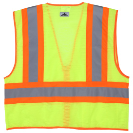 MCR Safety WCCL2L Type R Class 2 Two-Tone Mesh Safety Vest - Yellow/Lime