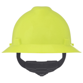 MSA 10061515 V-Gard Full Brim Hard Hat - Fas-Trac Suspension - Hi-Viz Yellow/Green