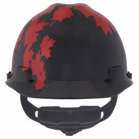 MSA 10082233 Canadian Freedom Series V-Gard Cap Style Hard Hat - Black w/ Red Maple Leaf