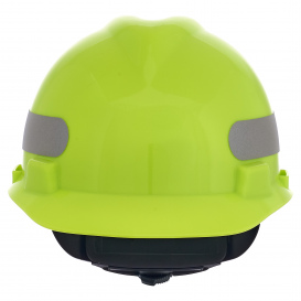 MSA 10102194 V-Gard Cap Style Hard Hat - Fas-Trac III Suspension - Hi-Viz Yellow/Green w/ Silver Stripe