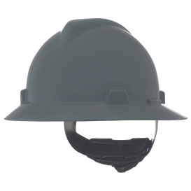 MSA 475367 V-Gard Full Brim Hard Hat - Fas-Trac Suspension - Gray