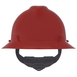 MSA 475371 V-Gard Full Brim Hard Hat - Fas-Trac Suspension - Red
