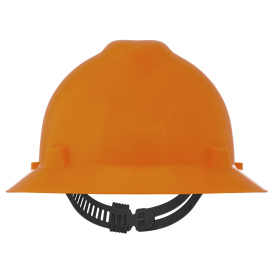 MSA 489360 V-Gard Full Brim Hard Hat - Staz-On Suspension - Hi-Viz Orange