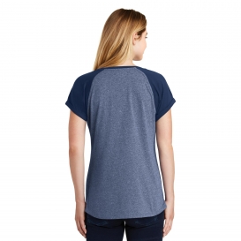 New Era LNEA107 Ladies Heritage Blend Varsity Tee - Dark Royal/Dark Royal Twist