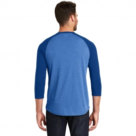 New Era NEA104 Heritage Blend 3/4-Sleeve Baseball Raglan Tee - Royal/Royal Heather