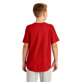 New Era YNEA220 Youth Diamond Era Full-Button Jersey - Scarlet