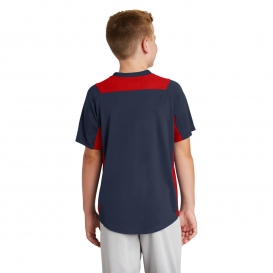 New Era YNEA221 Youth Diamond Era 2-Button Jersey - True Navy/Scarlet