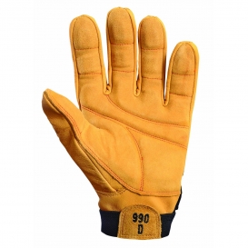 OK-1 990D Premium Full Grain Leather Pre-Curved Anti-Vibration Work Gloves - D3O Palm Padding
