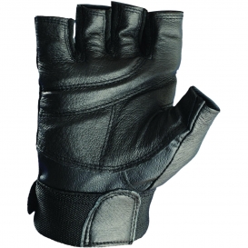 OK-1 GAVP Premium Full Grain Leather Half-Finger Work Gloves - Black