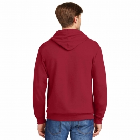 Hanes P180 EcoSmart Full-Zip Hooded Sweatshirt - Deep Red