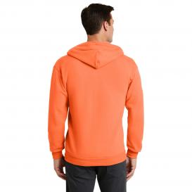 Port & Company PC78ZH Core Fleece Full-Zip Hooded Sweatshirt - Neon Orange