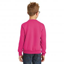 Port & Company PC90Y Youth Core Fleece Crewneck Sweatshirt - Sangria