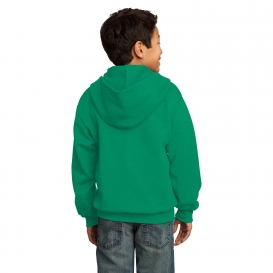 Port & Company PC90YZH Youth Core Fleece Full-Zip Hooded Sweatshirt - Kelly