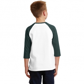 Port & Company PC55YRS 3/4-Sleeve Raglan T-Shirt - White/Dark Green