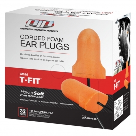 PIP 267-HPF510C Mega Flare T-Shape Disposable Corded Foam Ear Plugs - 32 NRR