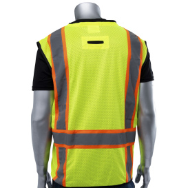 PIP 302-0650D Type R Class 2 D-Ring Access Two-Tone Black Bottom Mesh Safety Vest - Yellow/Lime