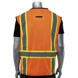 PIP 302-0650D Type R Class 2 D-Ring Access Two-Tone Black Bottom Mesh Safety Vest - Orange
