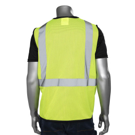PIP 302-V173 Economy Type R Class 2 Three Pocket Black Bottom Mesh Safety Vest - Yellow/Lime