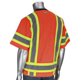 PIP 303-0500 Type R Class 3 Two-Tone Surveyor Safety Vest with Six Pockets - Orange
