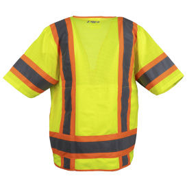 PIP 303-0700 Type R Class 3 Two-Tone Mesh Surveyor Tech Safety Vest - Yellow/Lime