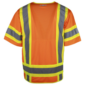 PIP 303-0700 Type R Class 3 Two-Tone Mesh Surveyor Tech Safety Vest - Orange