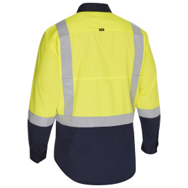 PIP 312M6367H Bisley Type R Class 2 Vented Long Sleeve Safety Shirt - Yellow/Navy