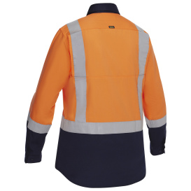 PIP 312W6367H Bisley Type R Class 2 Women\'s Vented Long Sleeve Safety Shirt - Orange/Navy