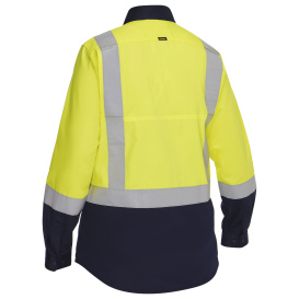PIP 312W6367H Bisley Type R Class 2 Women\'s Vented Long Sleeve Safety Shirt - Yellow/Navy