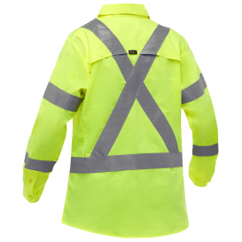 PIP 313W6490X Bisley Type R Class 3 Women\'s X-Airflow Long Sleeve Safety Shirt - Yellow/Lime